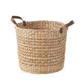 Water Hyacinth Woven Round Multi Use 16" Storage Basket - Natural Brown