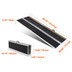 Portable Wheelchair Ramp, 7 ft 800 lbs Capacity, Non-Slip Aluminum Folding Threshold Ramp, Foldable Mobility Scooter Ramp Wheel Chair Ramp, Handicap Ramp for Home Steps, Stairs, Doorways, Curbs