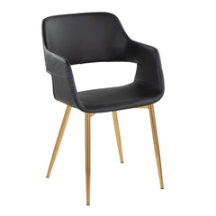 Margarite Contemporary Dining/Accent Chair in Gold Metal and Black Faux Leather by LumiSource - Set of 2