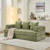 Comfy Convertible Folding Mattress Couch, Floor Sofa Bed, Chenille Floor Sofa with Armrest, Floor Sofa Lounge Couch for Living Room Bedroom Lounge Studio-Green