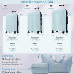 Luggage Set 5 Piece, Hardside Carry on Suitcase , Expandable Luggage with Travel Bags Spinner Wheels TSA Lock