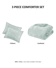 3 PCS Full/Queen Crushed Velvet Sherpa Reversible Comforter Set Aqua