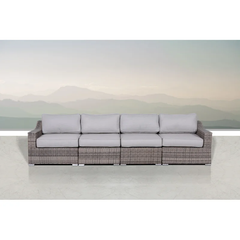 Fully Assembled 4-Piece Rattan Sectional Seating Set with Cushions