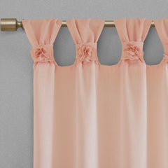 Floral Embellished Cuff Tab Top Solid Curtain Panel(Only 1 Pc Panel)