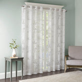 Palm Leaf Burnout Window Sheer White 50x95"