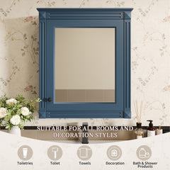 24'' x 27'' Wall Mounted Bathroom Storage Cabinet with Mirror, Medicine Cabinet with Height Adjustable Shelf, Over the Toilet Space Saver Cabinet