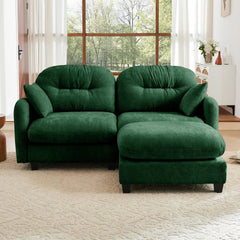Cloud Sectional L-Shaped Couch With Ottoman,Soft Chenille Fabric,Tufted Cushion Backrest Design High-Density Foam,Fits Bedrooms Living Rooms Reading Nooks,Green