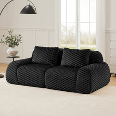 82" Modern Modular Sectional Sofa for Living Room,Flannelette Fabric,highly textured,Oversized 2-Seater Couch with Deep Seat,Buckle connection,Anti-slip Design,No Assembly,boneless sofa,Black