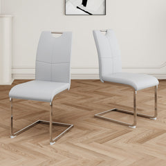Modern Dining Chairs with Faux Leather Padded Seat Dining Living Room Chairs Upholstered Chair with Chrome Metal Legs Design for Kitchen, Living, Bedroom, Dining Room Side Chairs Set of 2