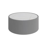 Light Sintered stone Top Cylinder Shape Leather Coffee modern Sofa Table for Living Room furniture (Each tabletop has a unique gold pattern)