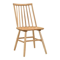 Natural Oak Finish Casual Dining 7pc Set Table and 6 Side Chairs Curved Backrest Windsor Wooden Dining Kitchen Furniture