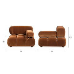 Marcel 36" Bubble Modular Modern Lounge Arm Chair, Olive Green Performance Velvet