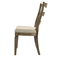 Beige and Weathered Oak Side Chair with Ladder Back (Set of 2)