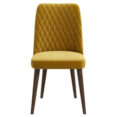 Easy to Clean with Removable Covers Katie Mid-Century Modern Velvet Dining Chair (Set of 2) in Yellow, Solid Wood Structure, 28 x 18 x 36 inches for Home Kitchen
