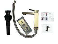 Single Handle Bathroom Faucet Lavatory Faucet Stainless Steel Single Hole-T20, Brushed Gold