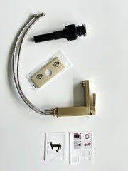 Single Handle Bathroom Faucet Lavatory Faucet Stainless Steel Single Hole-T20, Brushed Gold