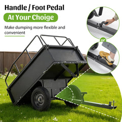 600LBS Heavy Duty Steel Dump Cart Trailer, 17 Cu.Ft. Tow Behind Hauling & Dumping Wagon for ATV, Lawn Tractor and Garden with 16" Tires