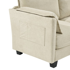 93-inch L-shaped sofa with cotton-linen brushed fabric, detachable storage armrest cushion, 3-seater suitable for living room office and spacious