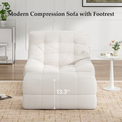 Bean Bag Chair for Adults with Ottoman, Oversized Beanbag Chairs with High-Density Memory Foam, Comfy Lazy Sofa with Head, Neck, Back, Lumbar, Hip Support for Living Room, Bedroom