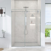 56"-60"W*72" H Frameless Single Sliding Shower Door – 5/16" (8mm) Clear Tempered Glass, Bypass Design with Chrome Finish