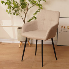 Beige dining chair 2-piece set, modern padded kitchen chairs with backrest and wide seat, suitable for small spaces, comfortable upholstered chairs for living room, dining room, and bedroom.