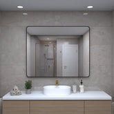 Tempered Wall Mirror 32x40 Inch Black Rectangular Mirror Metal Framed Mirror Vanity Mirror Dressing Mirror, for Bathroom, Living Room, Bedroom Wall Decor