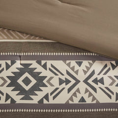 5 Piece Stripe Herringbone Comforter Set with Throw Pillows Brown Full/Queen