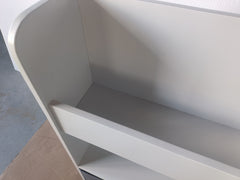 Kids Bookshelf with 3 Fabric Bins, Modern Children's Bookcase with Storage for Toys and Books, Toddler Book Organizer Shelf for Playroom, Bedroom, or Nursery, White and Gray