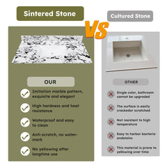 43"x22" Bathroom Vanity Top, with Undermount Ceramic Sink and Backsplash, artificial marble Bathroom Vanity Top with 3 Faucet Holes, New Carrara white and black (only Bathroom Vanity Top)