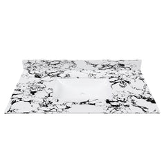 43"x22" Bathroom Vanity Top, with Undermount Ceramic Sink and Backsplash, artificial marble Bathroom Vanity Top with 3 Faucet Holes, New Carrara white and black (only Bathroom Vanity Top)