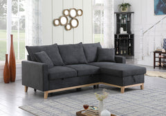Colton 84.25" Dark Gray Woven Reversible Sleeper Sectional Sofa with Storage Chaise