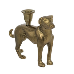 9.4x2x6.5" Decorative Gold Metal Greyhound Taper Holder