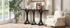 U-Style 59.8'' Wooden Console Table with Oak Veneer Top,Farmhouse Entryway Table with Rubber Wood Slender Curved Legs,Perfect for Living Room,Entryway,Hallway, Dining Spaces.