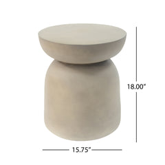 Outdoor Round Top MGO Drum Side/End Table , Living Room Accent Table,Light Grey