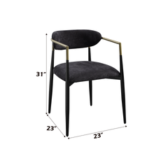 Jaramillo Black Chenille & Black Finish Side Chair (Set of 2)