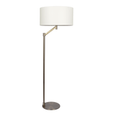 Serene Brushed Nickel Floor Lamp with Rotary Switch Metal Base White Linen Shade