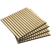 HOMCOM 4 Pack 3D Faux Wood Wall Panels, 24" x 24" Sound Absorbing Acoustic Panels, Wood Slat Wall Panels for Interior Wall Decor, Ceiling, Oak
