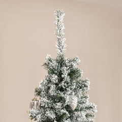 HOMCOM 7.5' Tall Unlit Snow-Flocked Slim Artificial Christmas Tree with Realistic Branches and 738 Tips