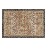 Large Area Rug 6 x 9 ft Anti-Skid Tear-Resistant Floor Mat Vintage Brown Green