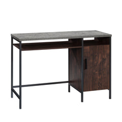 Industrial Desk with Large Work Surface and Side Cabinet, Dark Walnut finish
