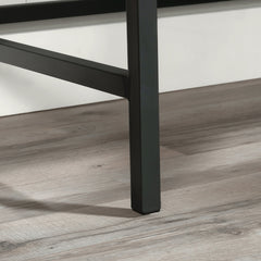 Industrial Desk with Large Work Surface and Side Cabinet, Dark Walnut finish