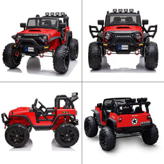 12 V Ride on Car Truck with Remote Control, 2 Seater Kids Electric Car, Spring Suspension, 9Ah Battery Powered, 3 Speeds, Double Doors, Music Player