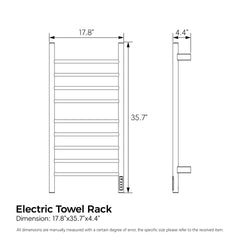 Brushed Nickel Heated Towel Rack for Bathroom,Wall Mounted with Intelligent Touch Screen Timer, 9-Bar Towel Warmer, 304 Stainless Steel Polished, Plug-in/Hard-Wired