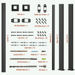 Hand Rails for Outdoor Steps, 3-4 Step Handrail 2 Pack