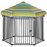 PawHut 48" x 41" Heavy-Duty Metal Dog Playpen, Outdoor Pet Cage Kennel, Puppy Exercise Fence Barrier with Weather-Resistant Polyester Roof, Locking Door, & Metal Frame
