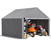 10x10ft Outdoor Storage Shed, All-Weather Garden Shelter with Waterproof UV-Resistant Cover, Multi-Functional Utility Cabin for Bicycle, Tool, Wood Storage, Easy Assembly"