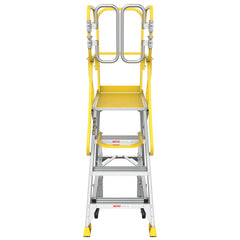 4 Step 375lbs Aluminum Rolling Platform Ladder