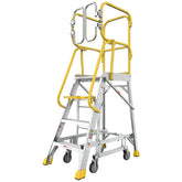 4 Step 375lbs Aluminum Rolling Platform Ladder