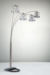 1pc Modern Design Classic Luxury Sleek Multi-head Floor Lamp Half Moon Radiant Crystal-encrusted Sleek Metallic Stems Living Room Pewter