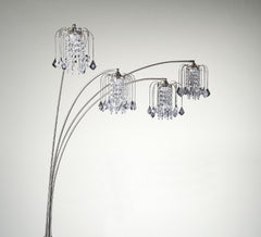 1pc Modern Design Classic Luxury Sleek Multi-head Floor Lamp Half Moon Radiant Crystal-encrusted Sleek Metallic Stems Living Room Pewter